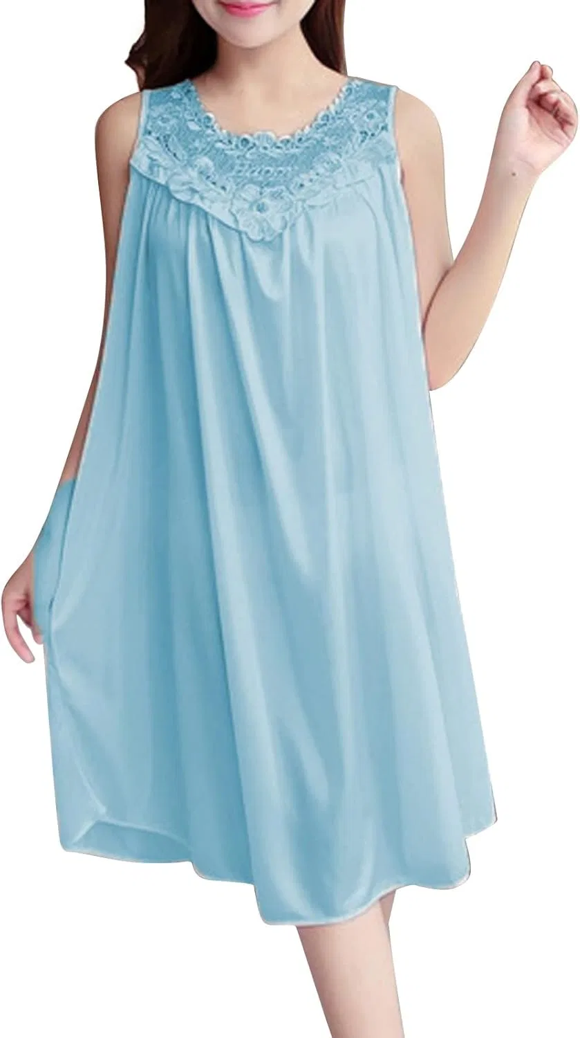 Женское повседневное платье с кружевной вставкой, Light Blue