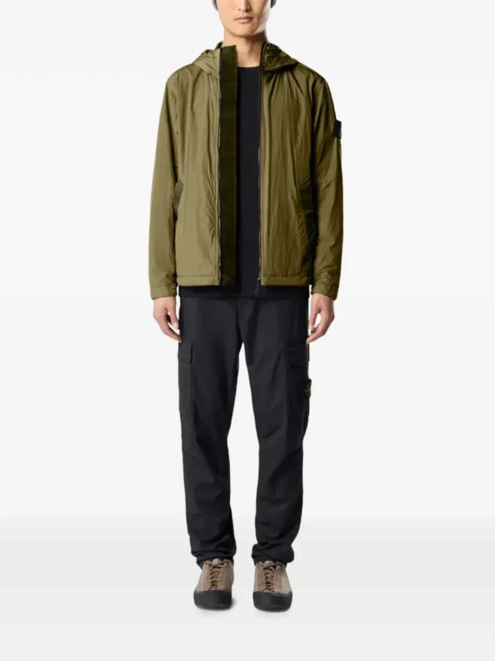 Куртка с капюшоном, окрашенная в готовом виде Stone Island, зеленый — фото 2