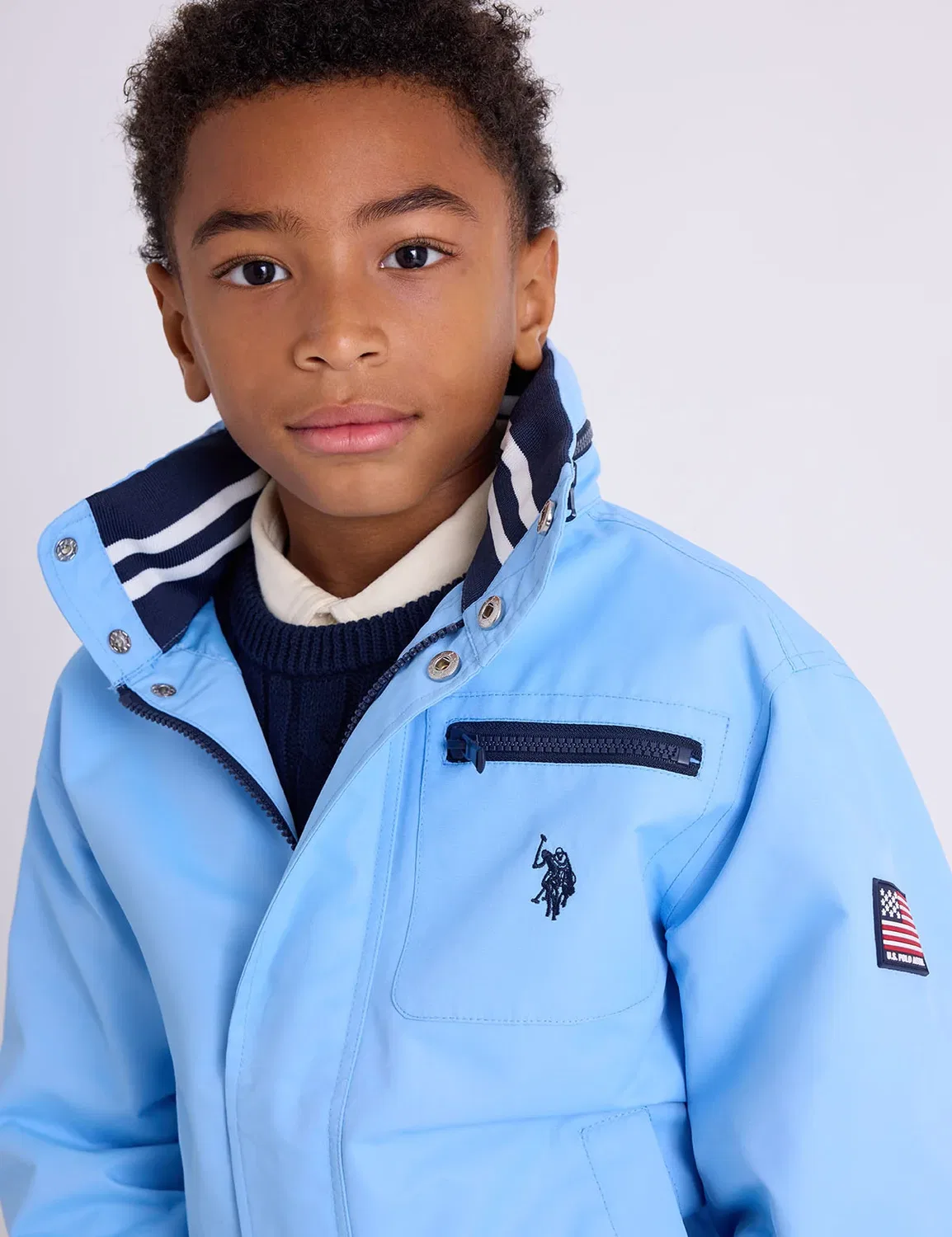 Детская яхтенная куртка U.S. Polo Assn, Blue Oxford — фото 2