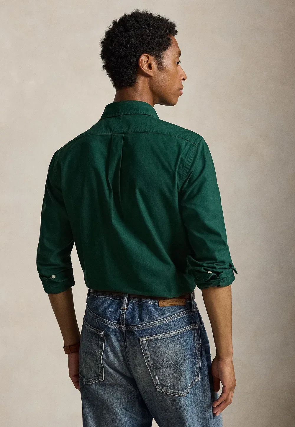 Рубашка-Оксфорд, сшитая на заказ, окрашенная в готовом виде Polo Ralph Lauren, Moss Agate — фото 3