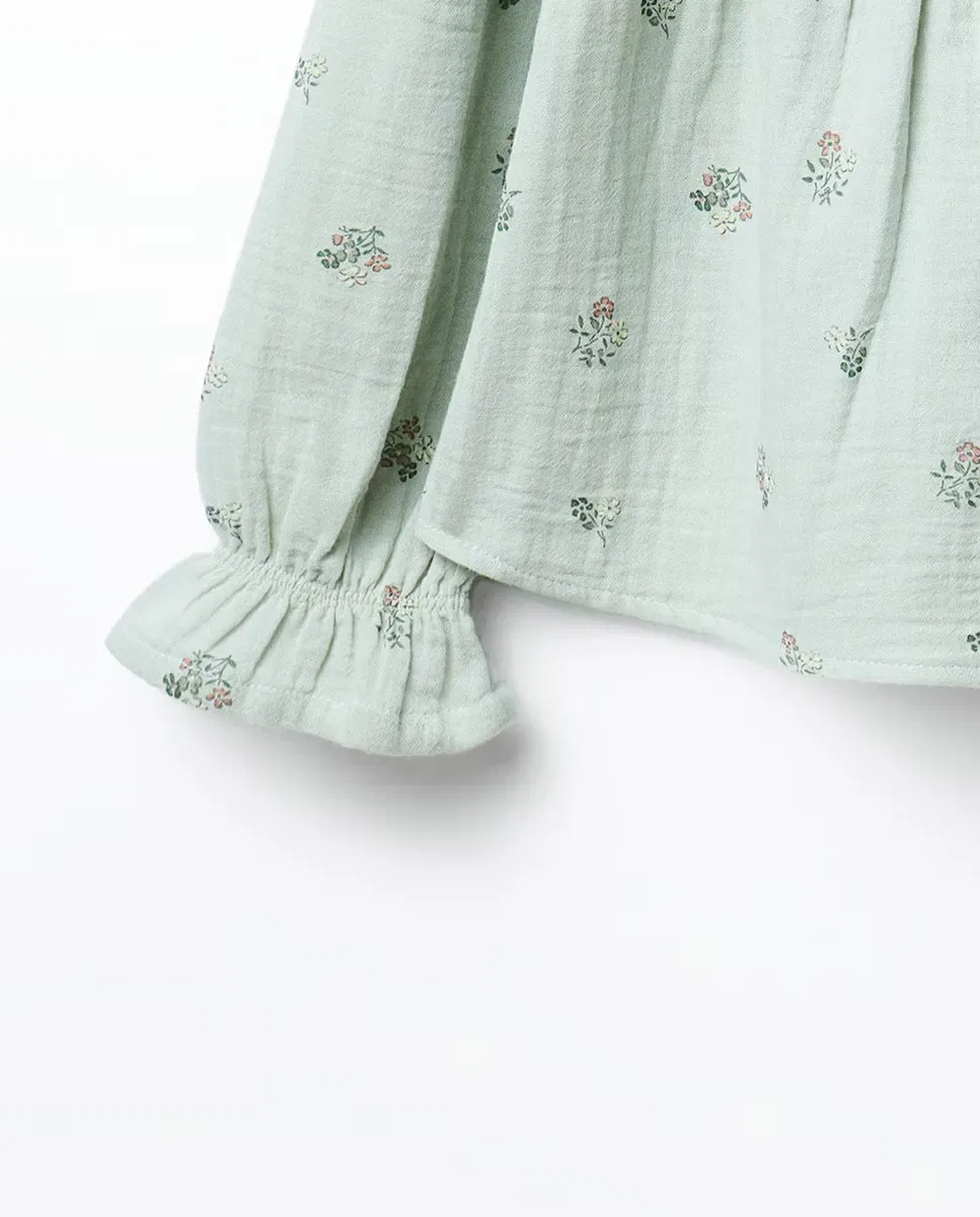 Детская блуза для девочек с принтом Blusa Bambula Print 582 Sfera, Verde Agua — фото 2