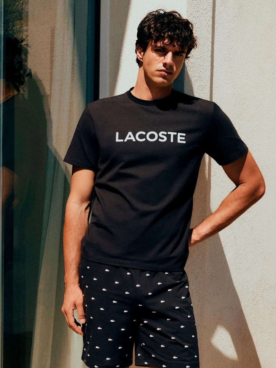 Пижама с принтом крокодила Lacoste, коричневый