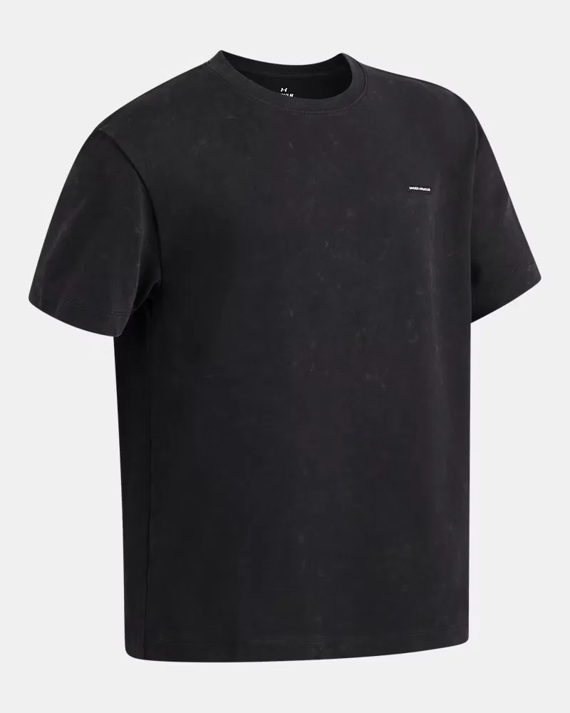 Футболка оверсайз для мальчиков с эффектом wash UA Heavyweight Wash UnderArmour, Black/White — фото 3