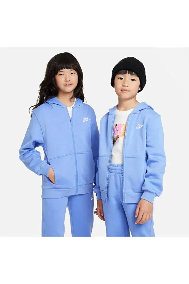 Детский спортивный костюм для девочек с флисом Sportswear Club Nike, Blue — фото 3