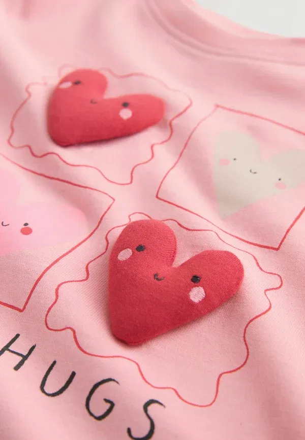 Комплект из топа и брюк из хлопка Regular fit Next Pink Heart Gingham, розовый — фото 2
