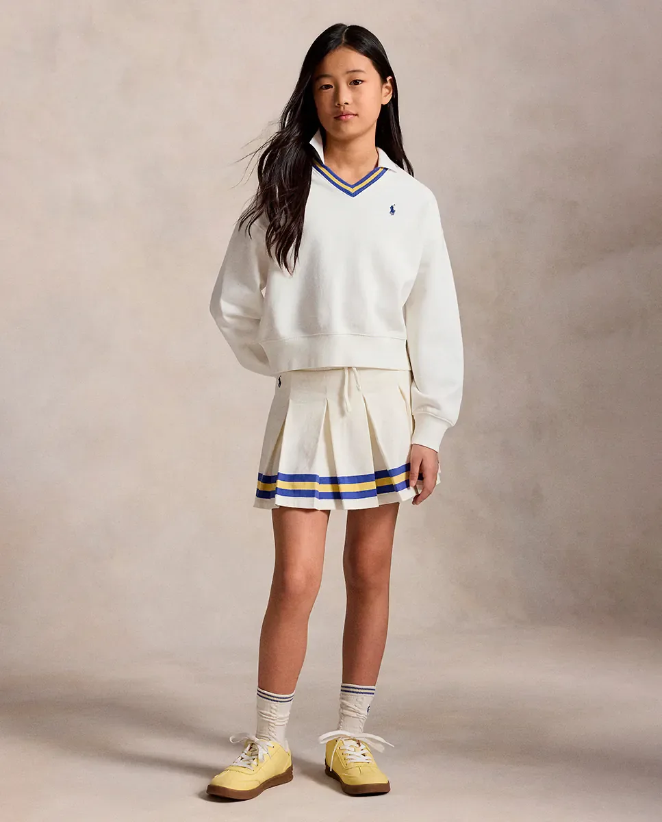 Детская хлопковая толстовка с деталями на воротнике Polo Ralph Lauren, белый