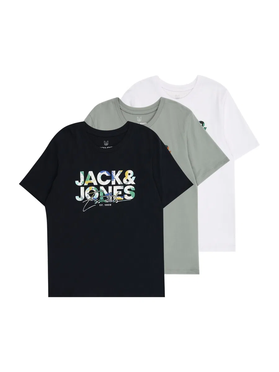 Детская футболка 'JJGEPLAS' светло-зеленого, черного и белого цвета Jack & Jones Junior