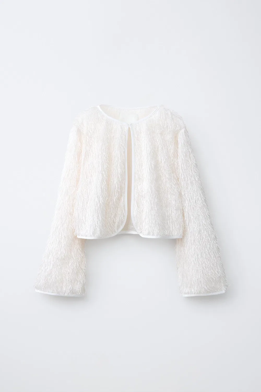 Куртка с бахромой ZARA, White