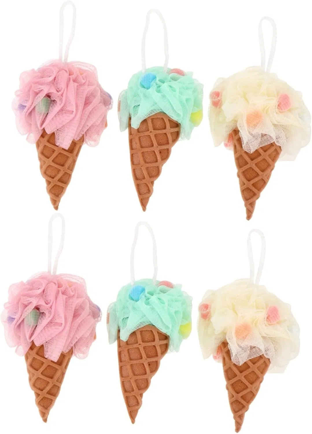 Мочалка для душа Ice Cream Loofa, Baluue, набор 6 шт, 20x14x16 см