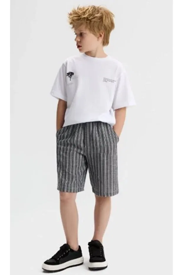 Детские шорты для мальчиков хлопковые полосатые Nk Kids, Gray — фото 3