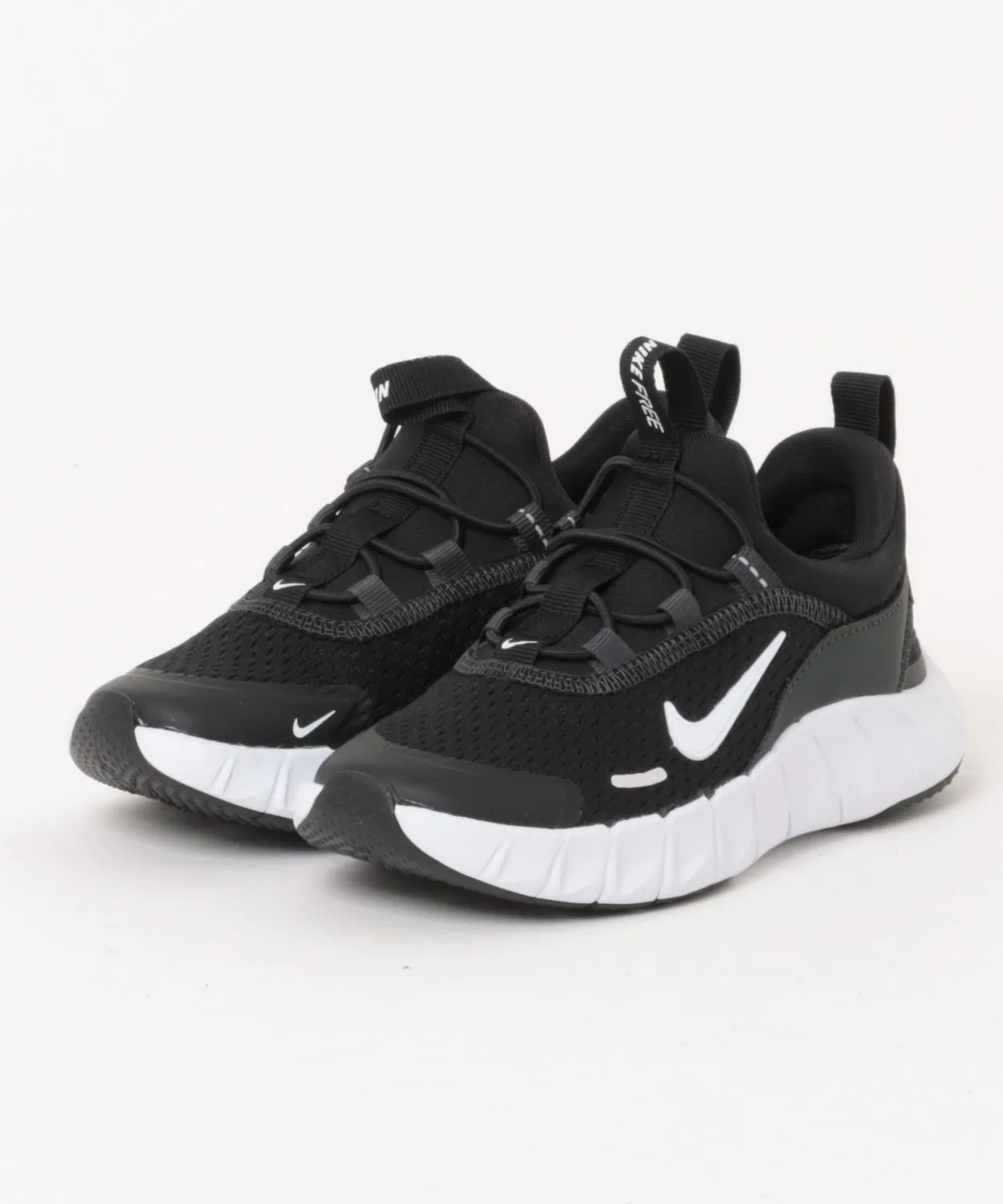 Детские кроссовки с гибкой подошвой NIKE FREE RIDE PS, Black/White