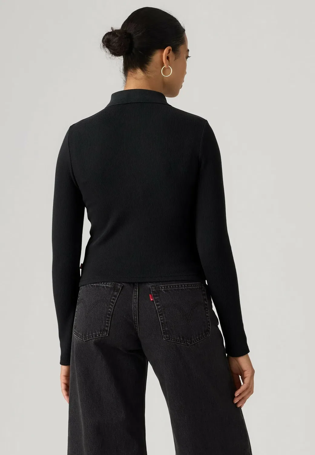 Футболка с длинными рукавами Rory LS Polo, антрацитово-розовая, в рубчик Levi'S, Anthracite Night - Blacks - — фото 2