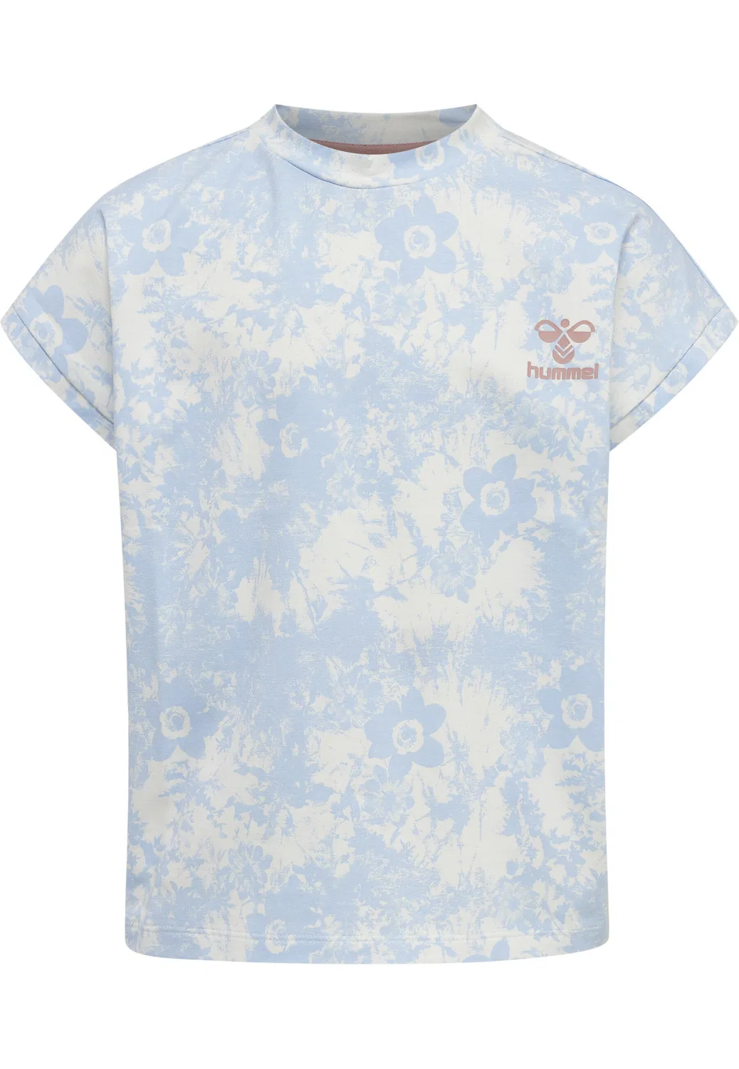 Детская футболка с цветочным принтом Hmlinez Hummel, Blue Hellblau Kornblumenblau