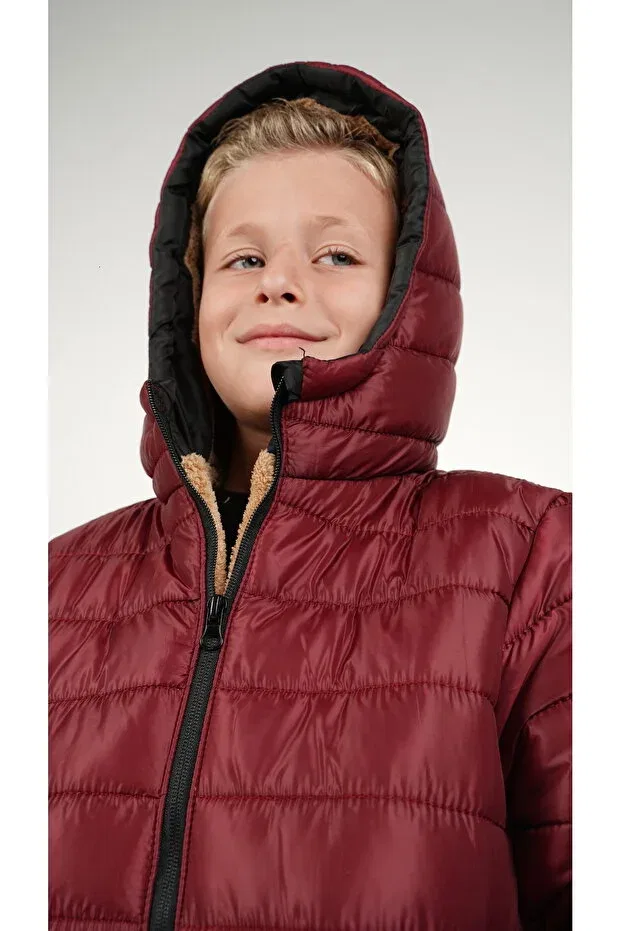 Детское пальто для девочек с капюшоном Dublino Kids, Burgundy — фото 3
