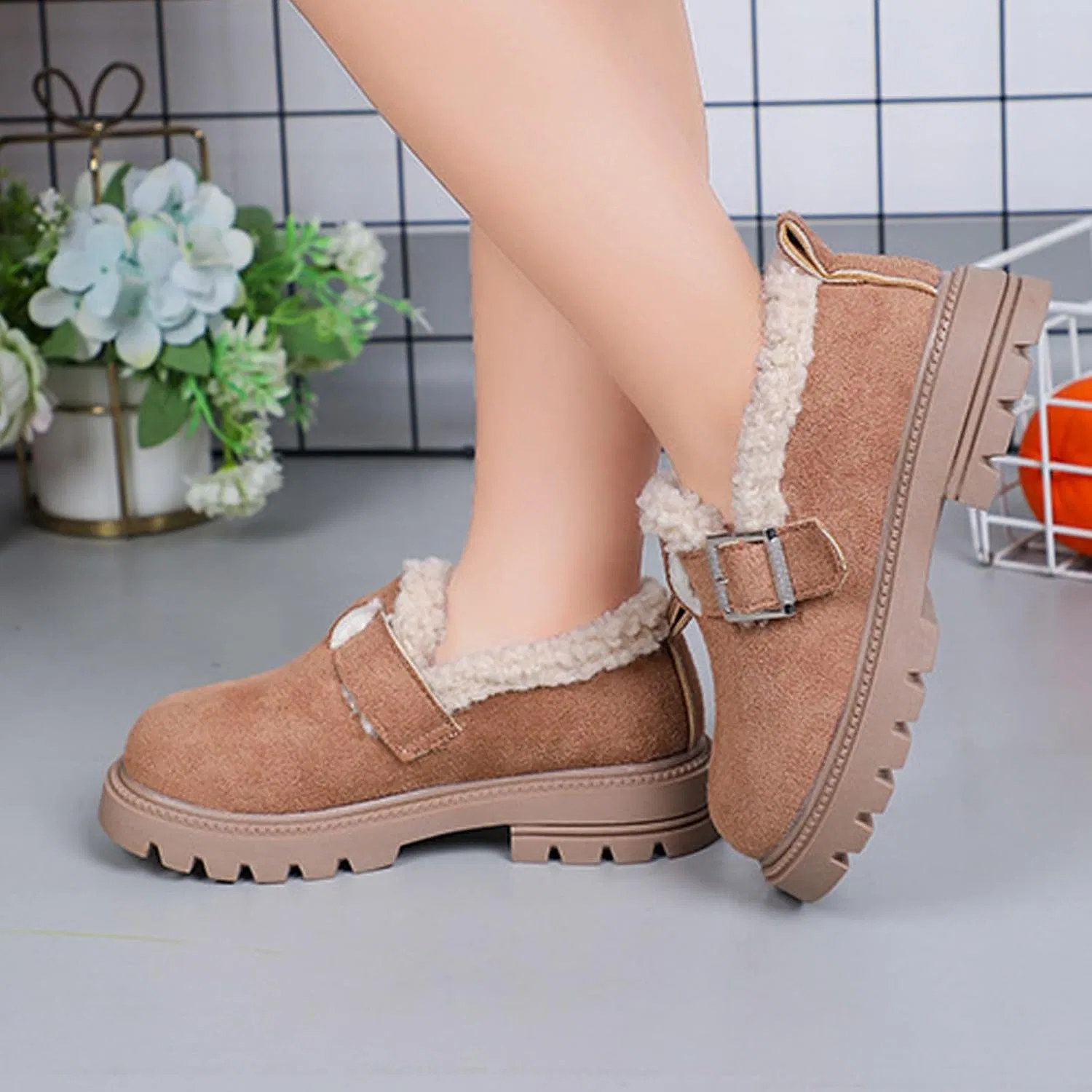Детские сапоги-слайдеры с толстой подошвой Girls Platform Slippers Boots, Khaki — фото 2
