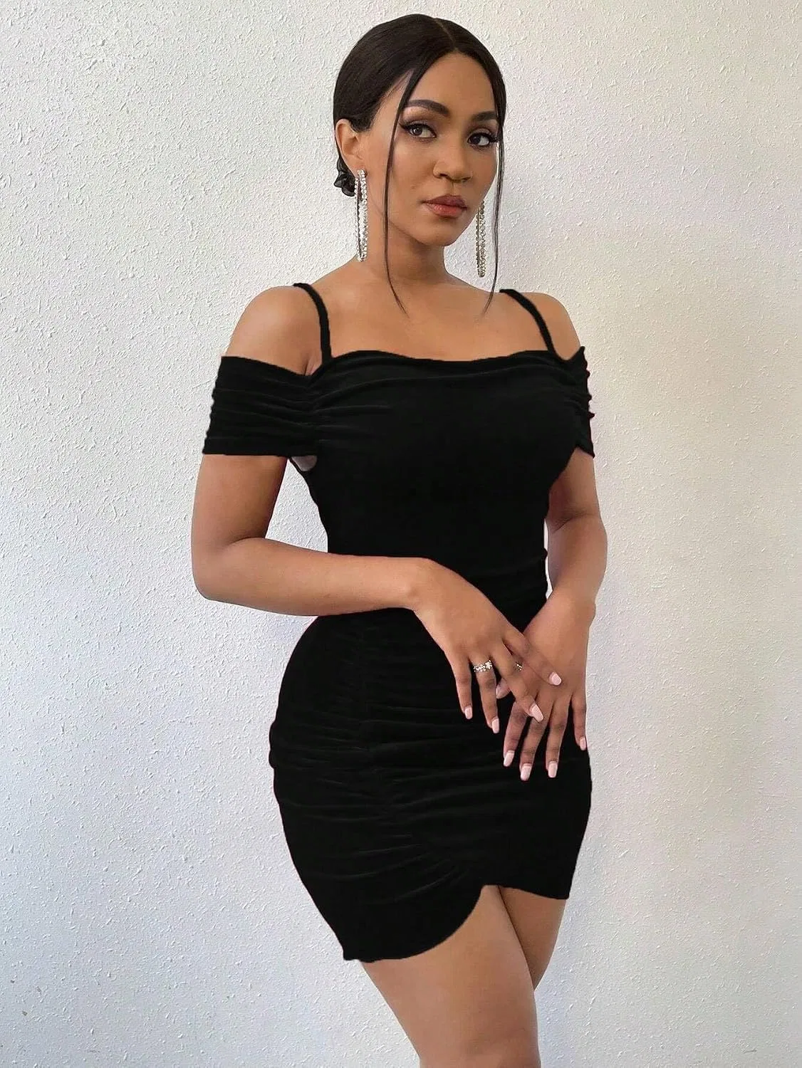 Женское миди-платье с тонкими бретелями Bodycon, Black — фото 4