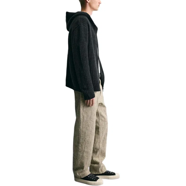Мужские брюки свободного прямого кроя Khaki ZARA, Хаки — фото 4