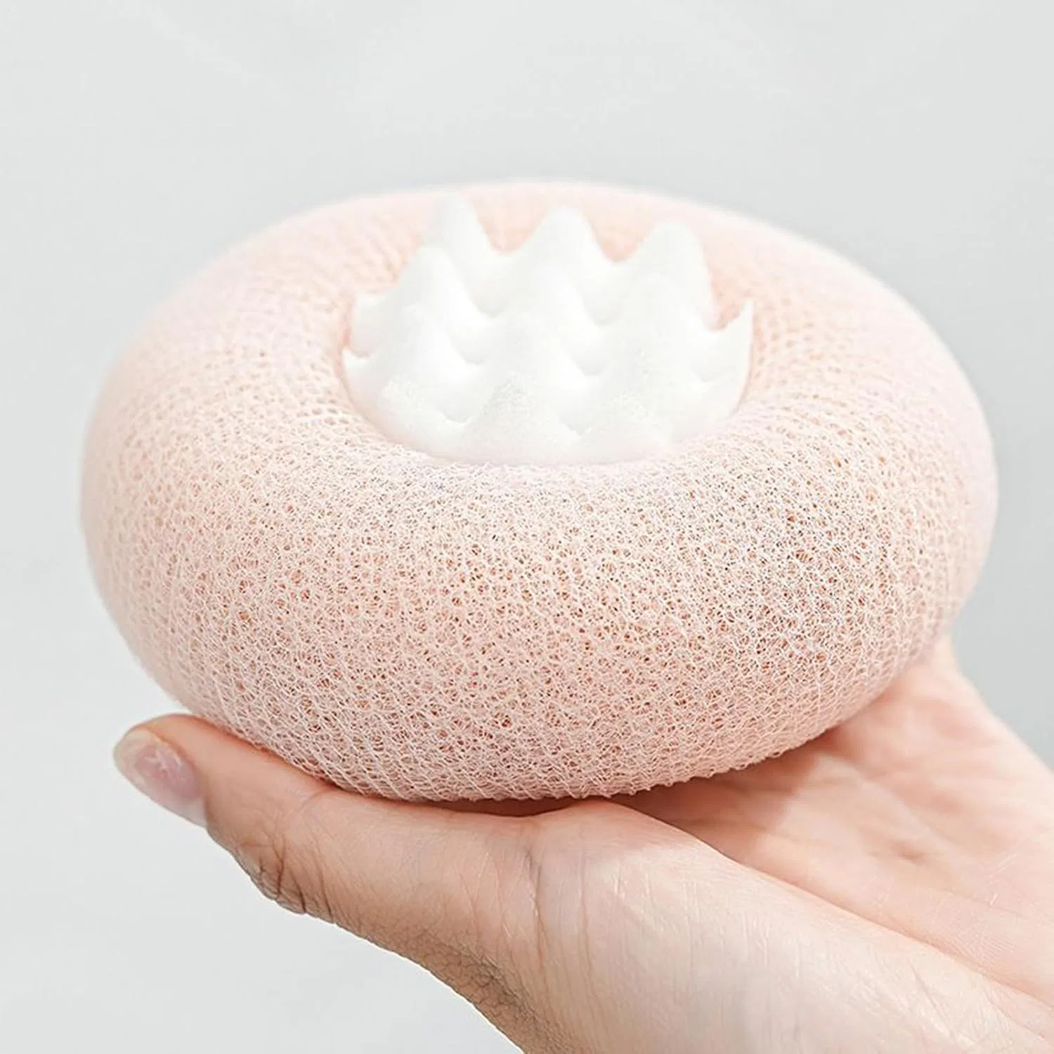 Губка для тела с дизайном подсолнуха, 2 в 1 люфа, 2 шт, с присоской, Powder + Purple Generisch — фото 2