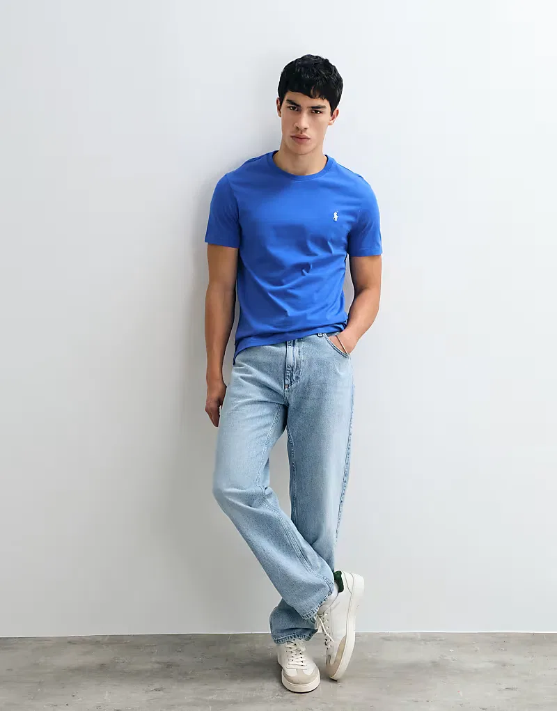 Футболка Polo Ralph Lauren Icon Logo Custom Slim, темно-синий — фото 4