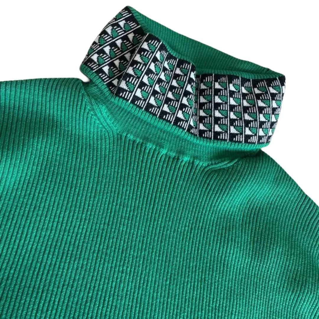 Мужской свитер с полугольфом прямого кроя Green PRADA, Green — фото 3