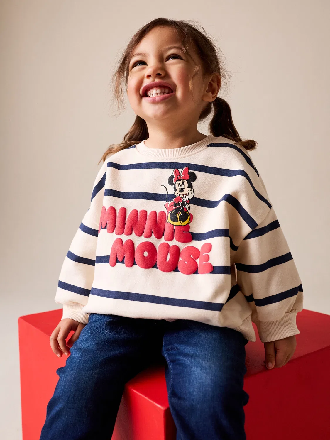 Свитшот с Микки Маус, полосатый, Cream Minnie Mouse Sweatshirt Next, кремовый
