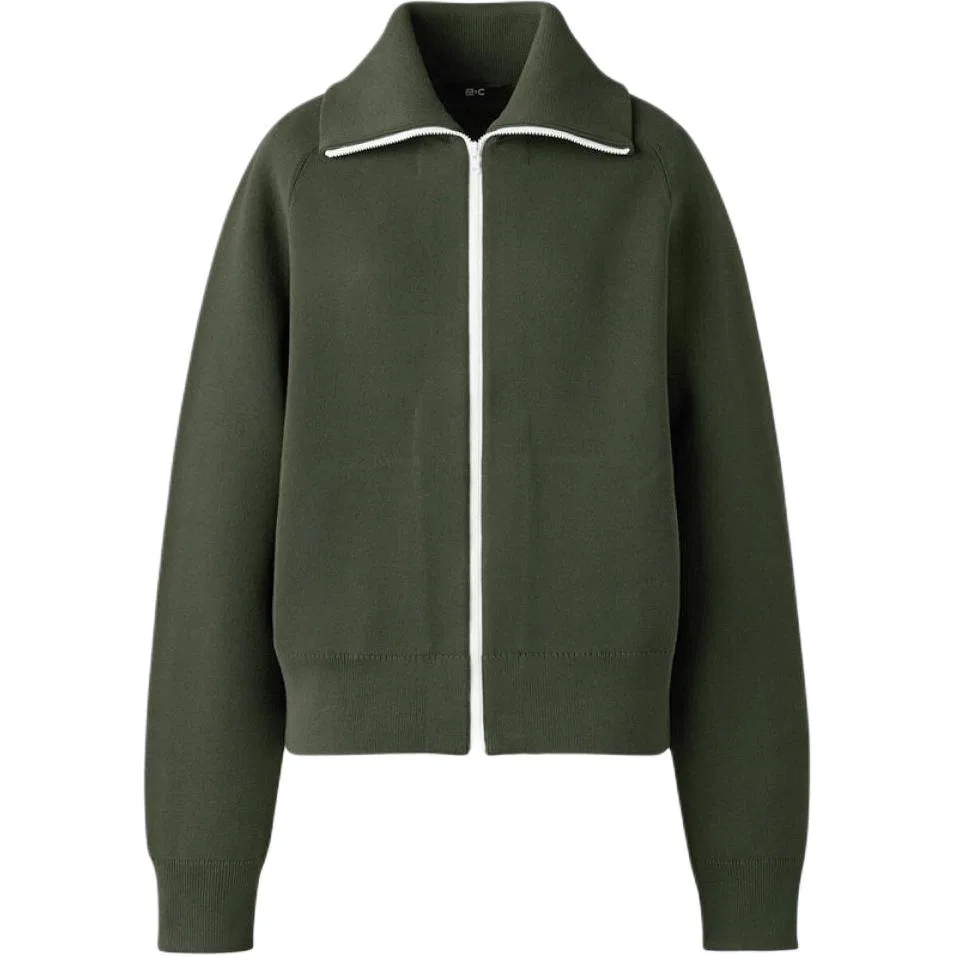 Унисекс-свитер с лацканом 57 Dark Olive UNIQLO