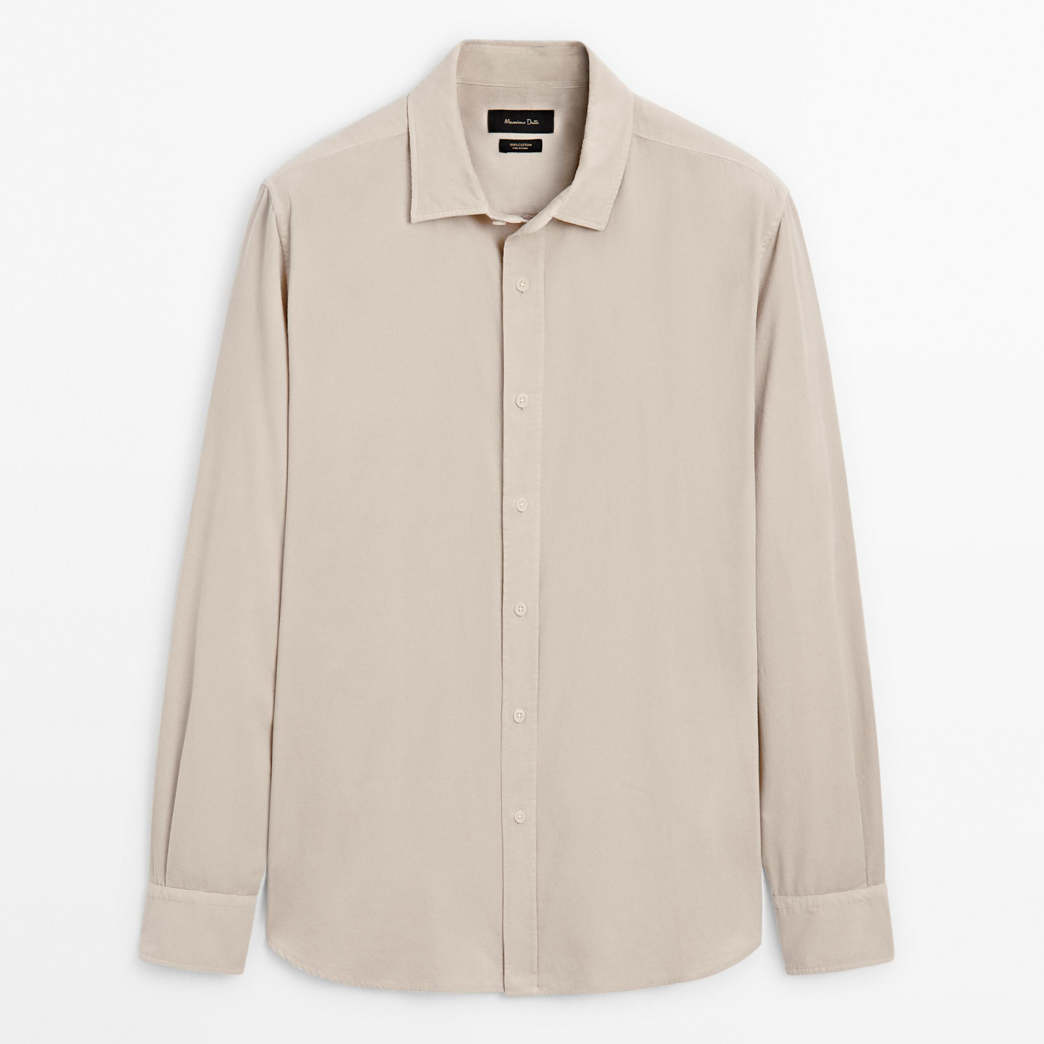

Рубашка в рубчик стандартного кроя Massimo Dutti, бежевый