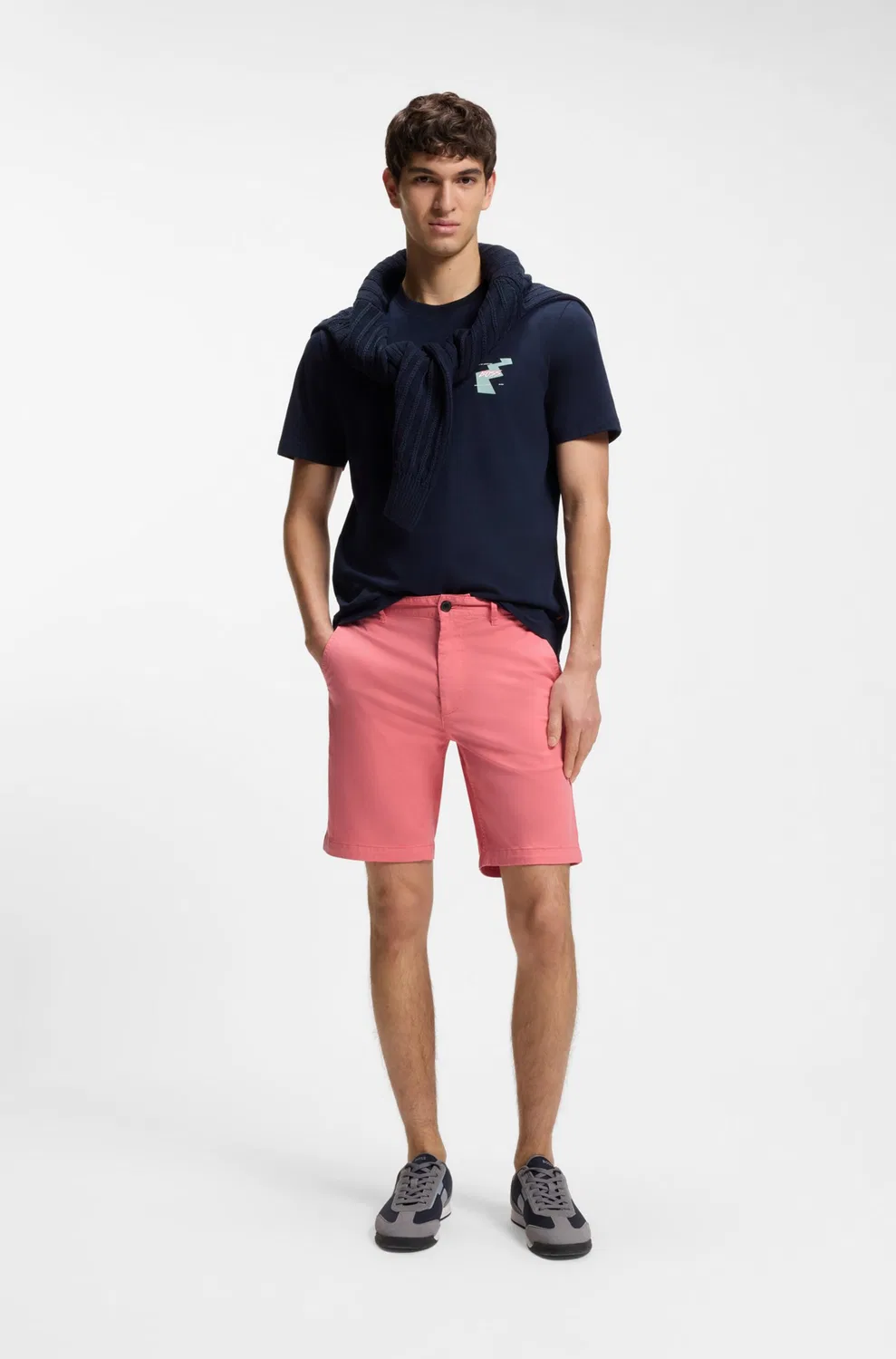 Шорты-чиносы Boss Slim fit, розовые — фото 3
