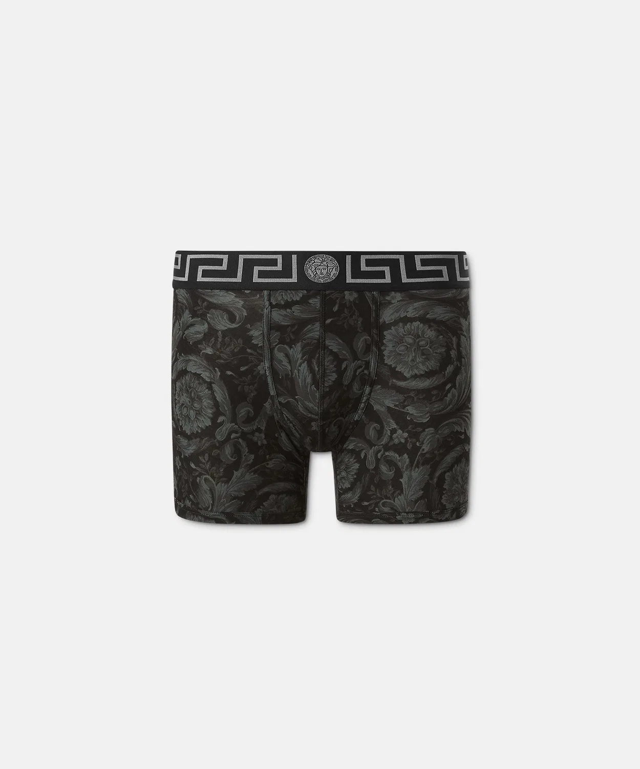 Мужские длинные трусы-боксеры с принтом Barocco Versace, Black — фото 2