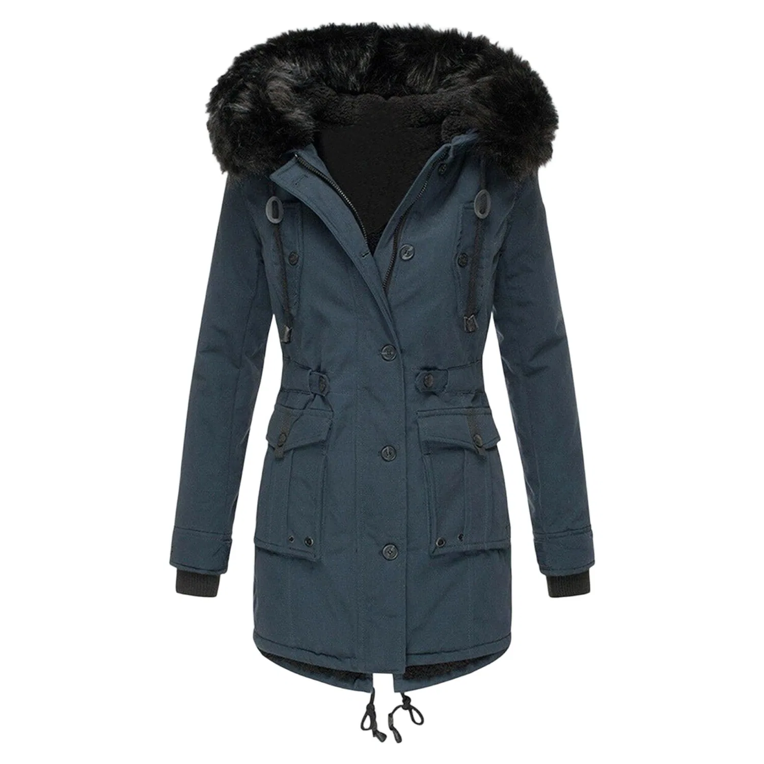 Женское зимнее пальто с длинным рукавом, Grigio Blu