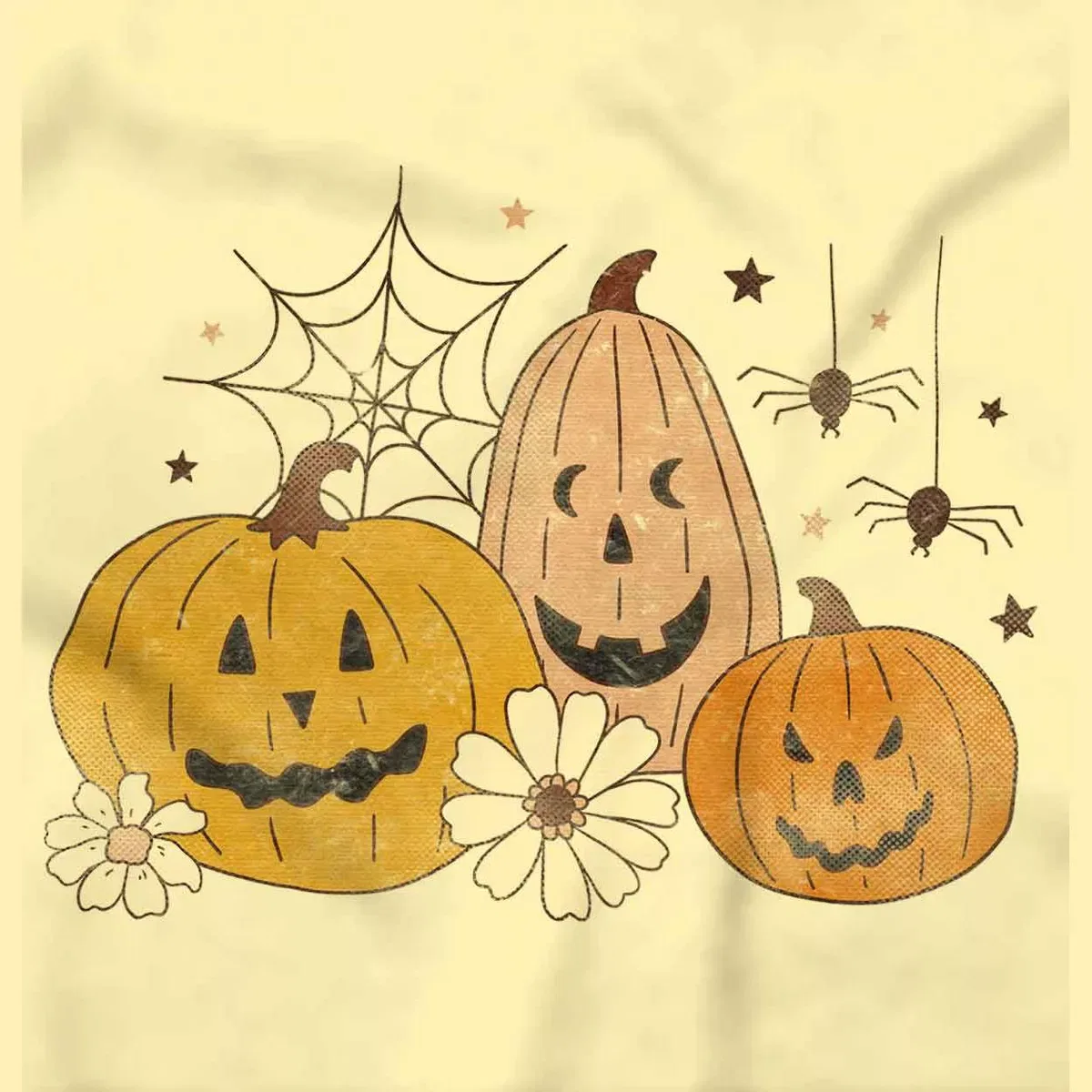 Детский боди-комбинезон с принтом Vintage Halloween Jack-o-Lanterns Brisco Brands, Banana — фото 2