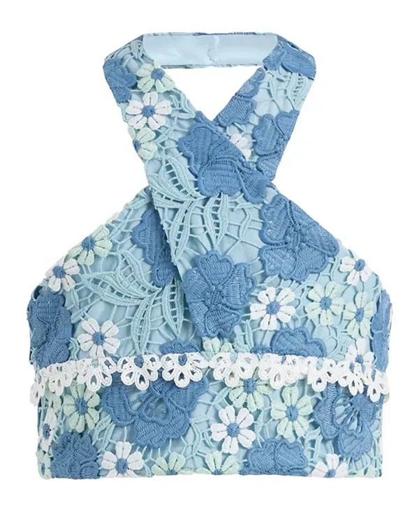 Детский топ для девочек с вышивкой Marlo Kids, Powder Blue