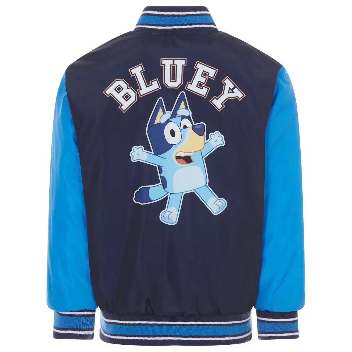 Детское пальто для мальчиков с принтом Bluey Varsity Zip Up Raglan Bomber Jacket Bluey, Navy Blue — фото 2
