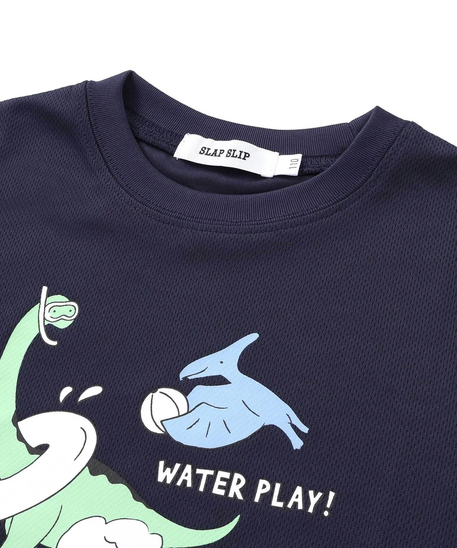 Футболка с принтом динозавров для игр в воде (80~130 см) SLAP SLIP, Navy — фото 4