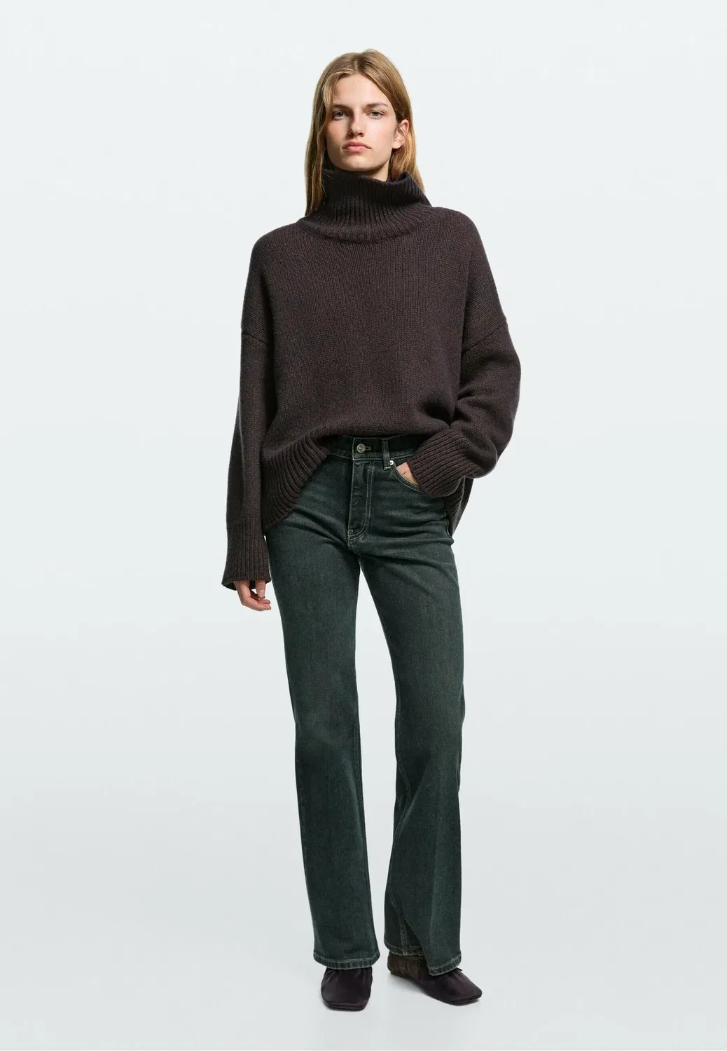Расклешенные джинсы Massimo Dutti, Dark Blue — фото 2