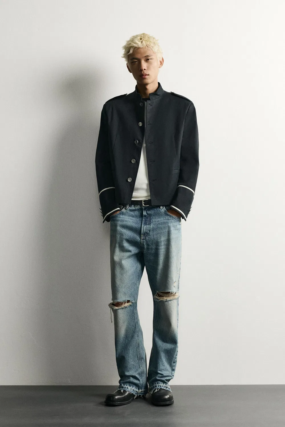 Куртка укороченного кроя с контрастными элементами ZARA, Blue