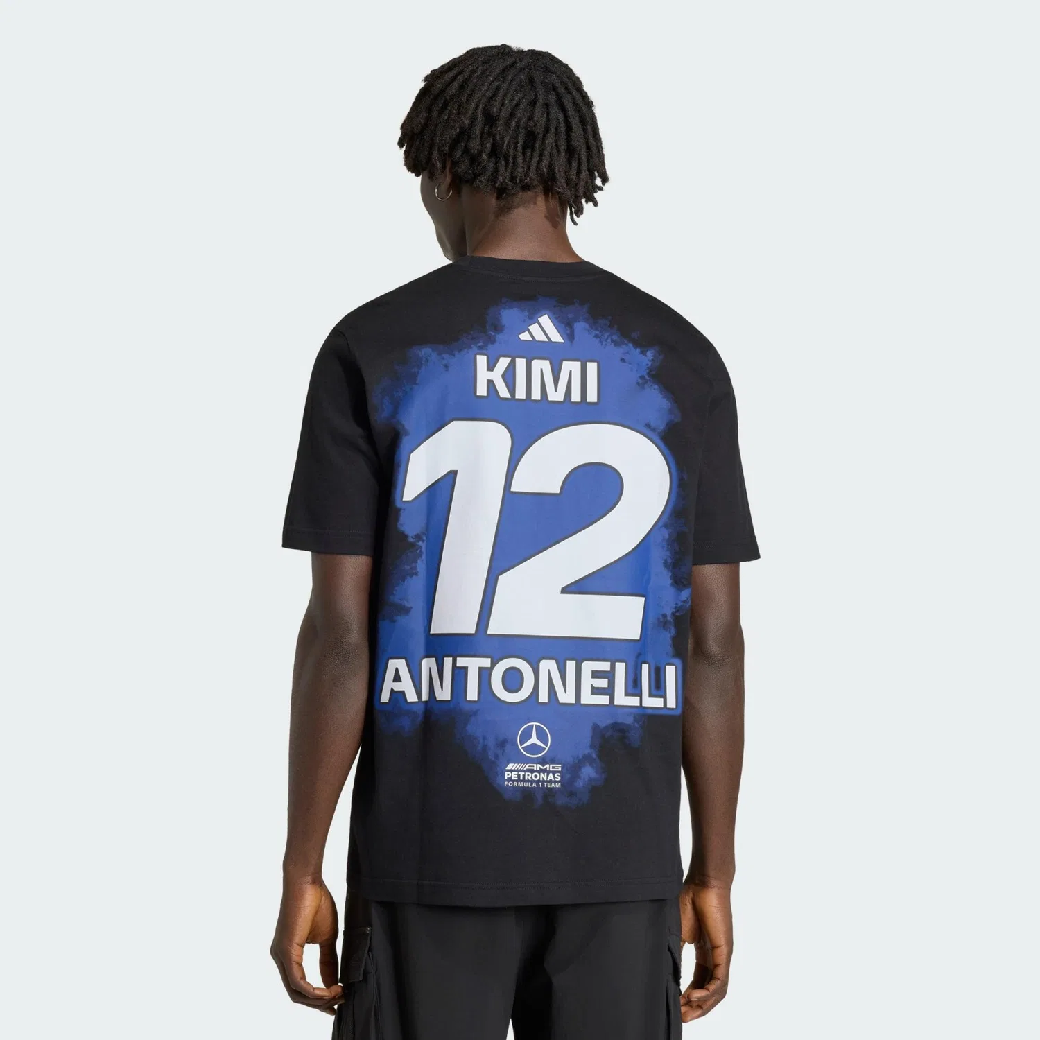 Мужская хлопковая футболка Kimi Antonelli Name & Number Adidas, Schwarz — фото 3