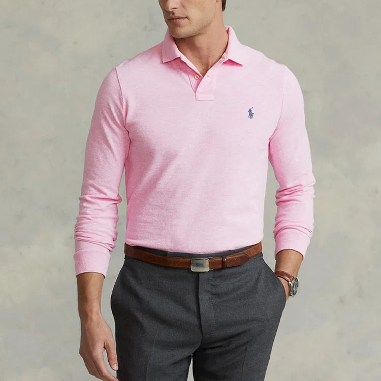 Мужское поло с коротким рукавом Custom Slim Fit Polo Ralph Lauren, Pink — фото 4