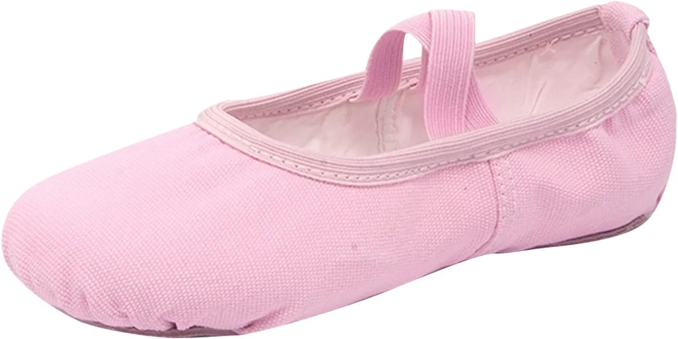 Детские балетки для девочек с гибкой подошвой Canvas Ballet Shoes, Hot Pink