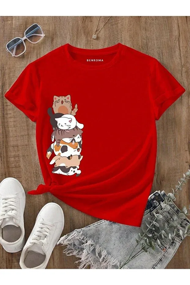 Детская футболка для девочек с принтом Benroma Kids, Red