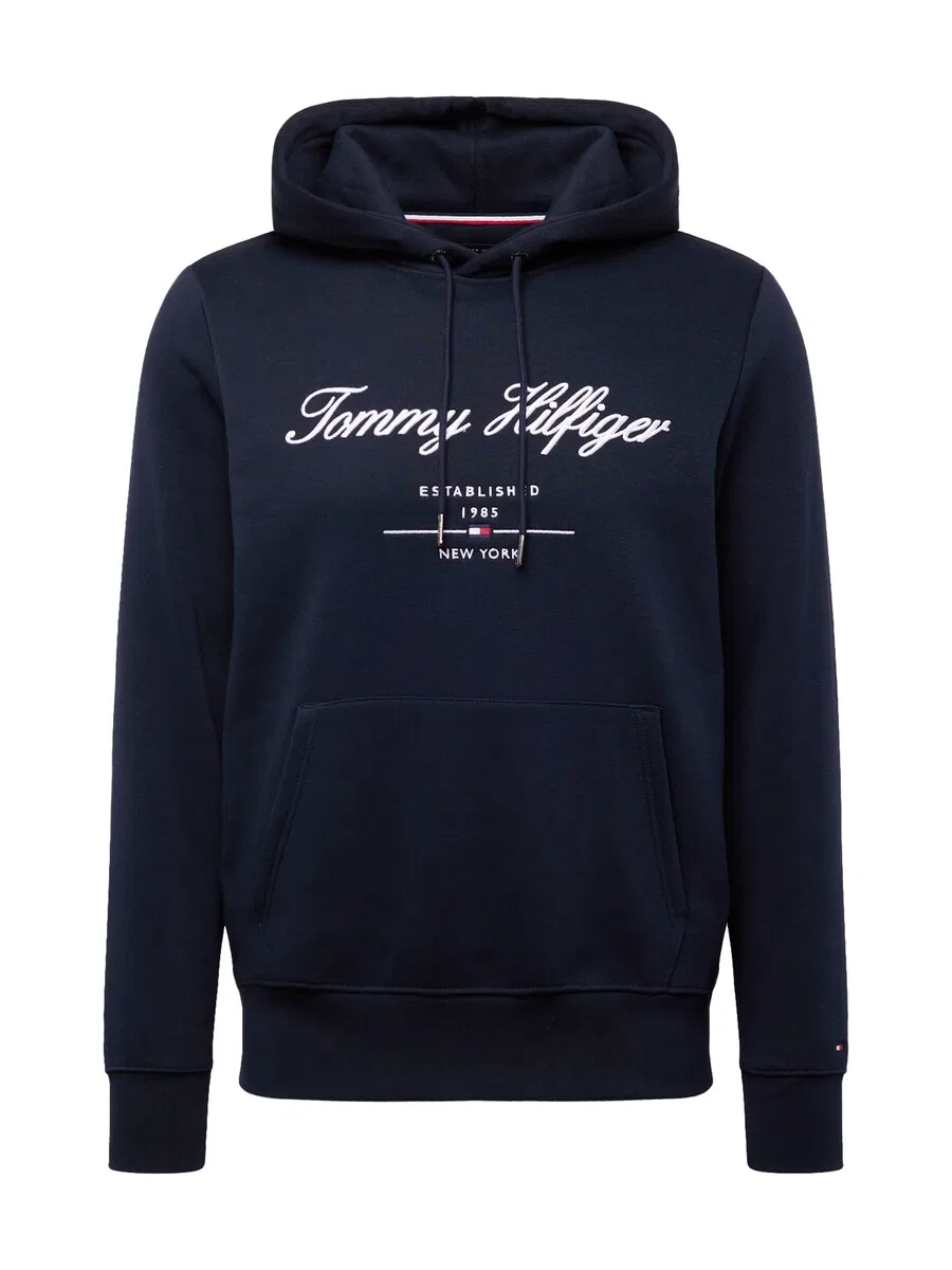 Толстовка TOMMY HILFIGER с вышитым логотипом, темно-синего цвета