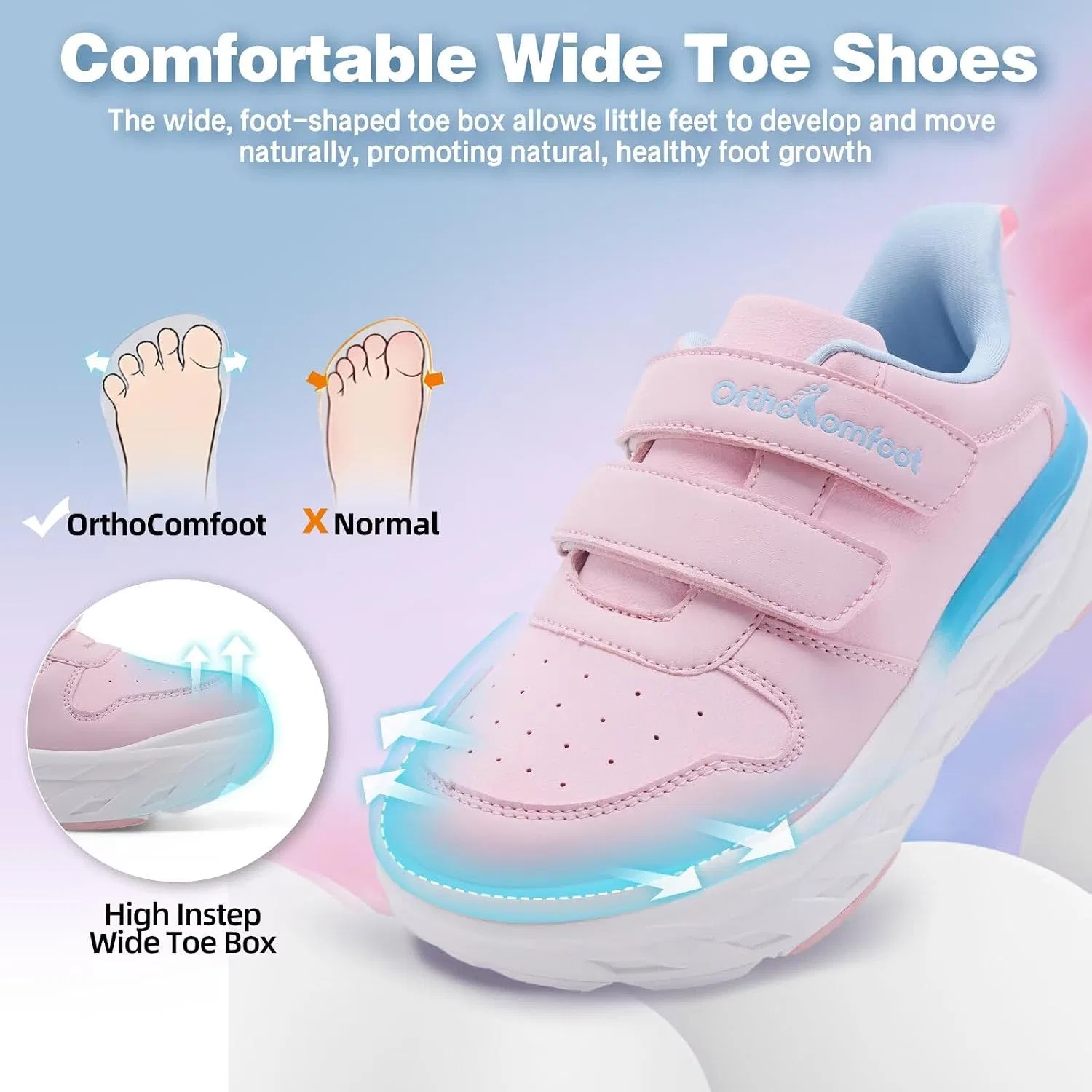 Детские ортопедические кроссовки для девочек OrthoComfoot, Pink — фото 4