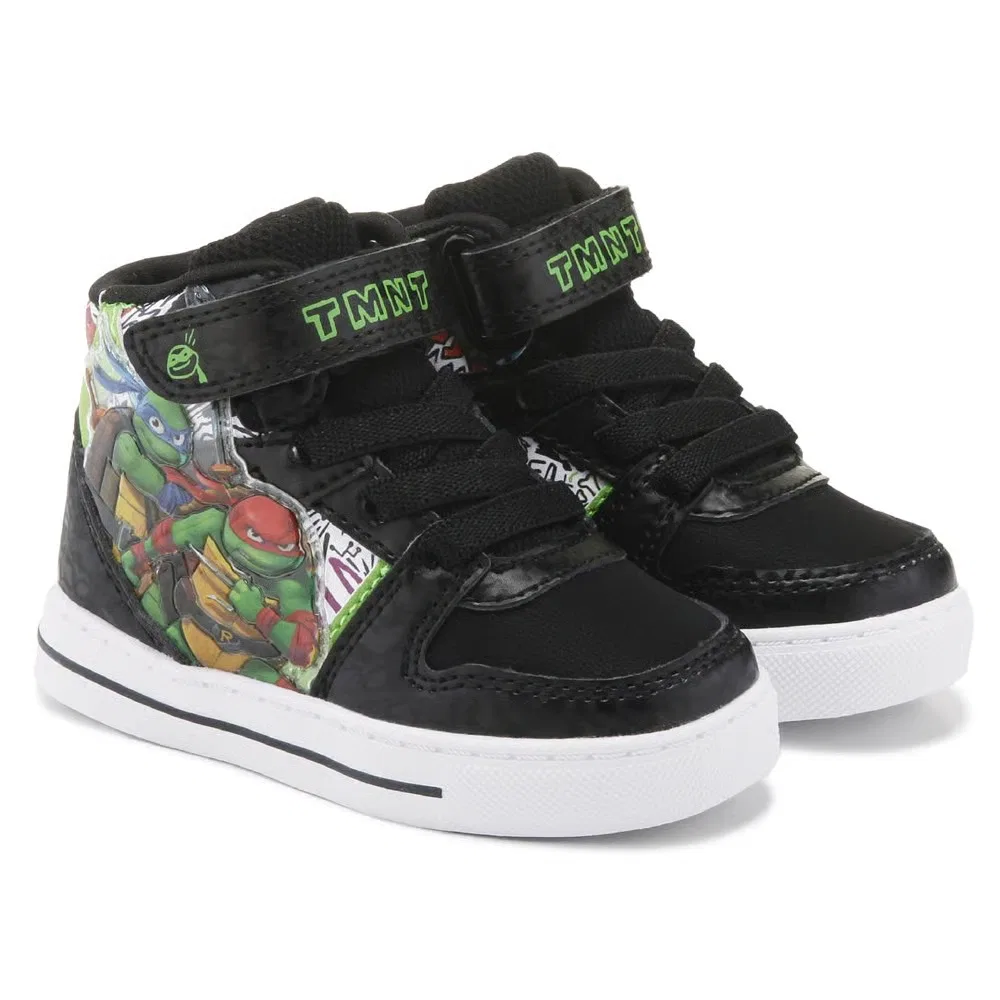 Детские кроссовки TMNT с подсветкой высокие для малышей Teenage Mutant Ninja Turtles, Black/Green