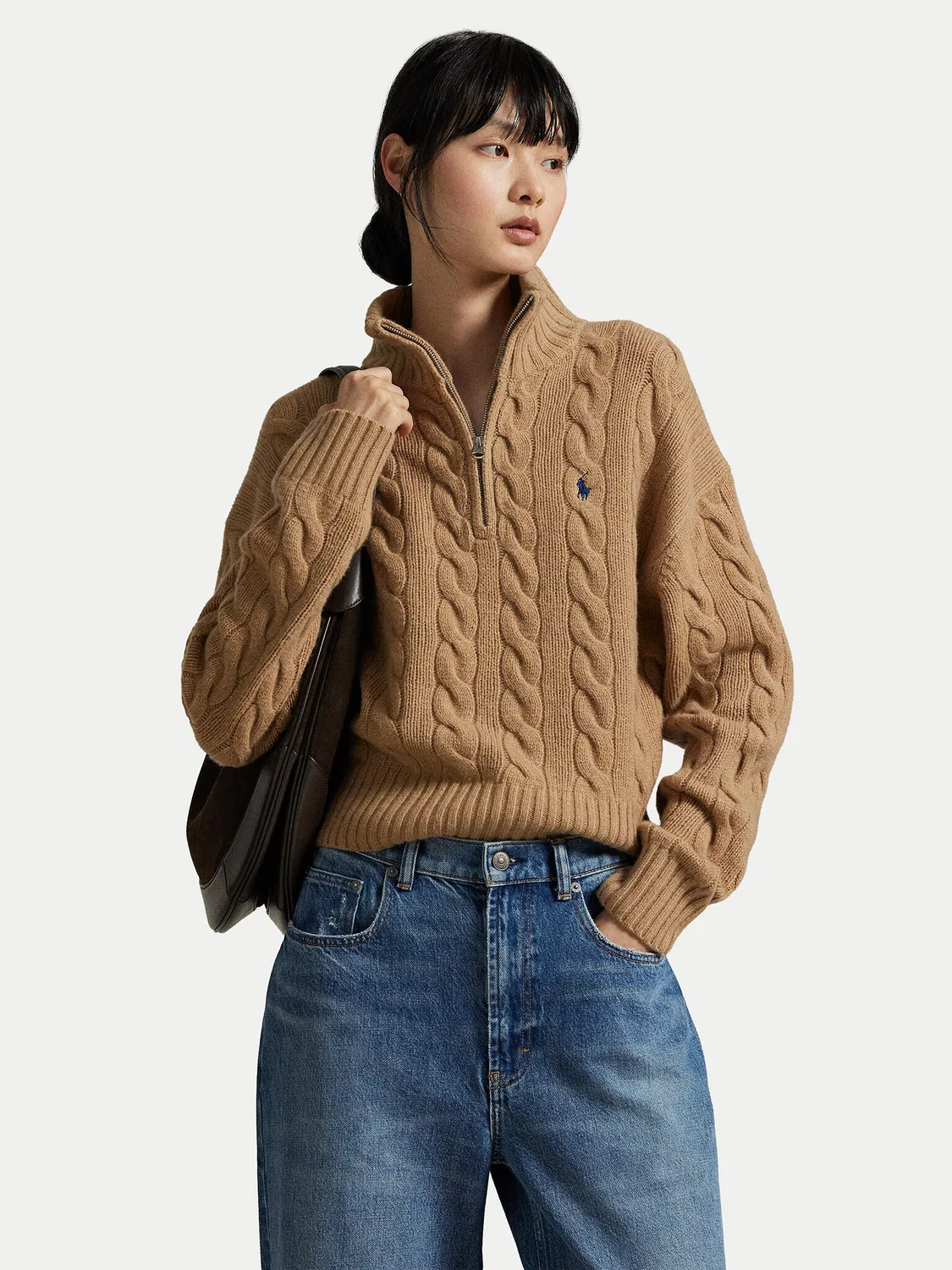 Женский пуловер свободного кроя Polo Ralph Lauren, бежевый