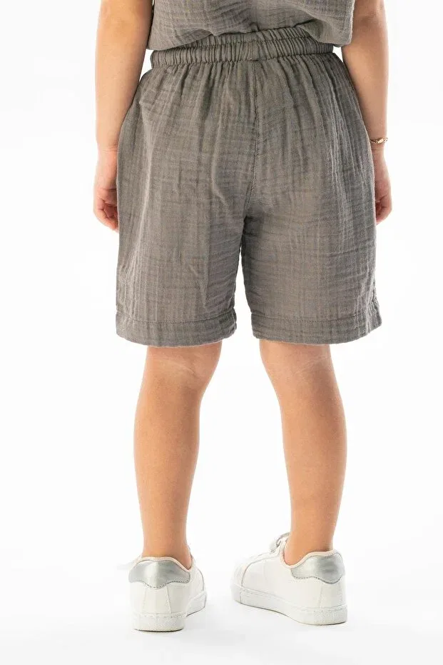 Детские шорты для девочек хлопковые Basics Eliş Şile Bezi, Gray — фото 2