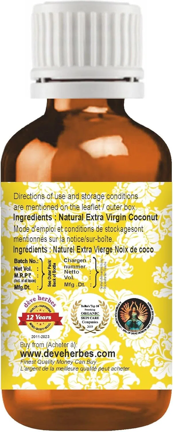 Кокосовое масло Extra Virgin, Deve Herbes, 100 мл — фото 3