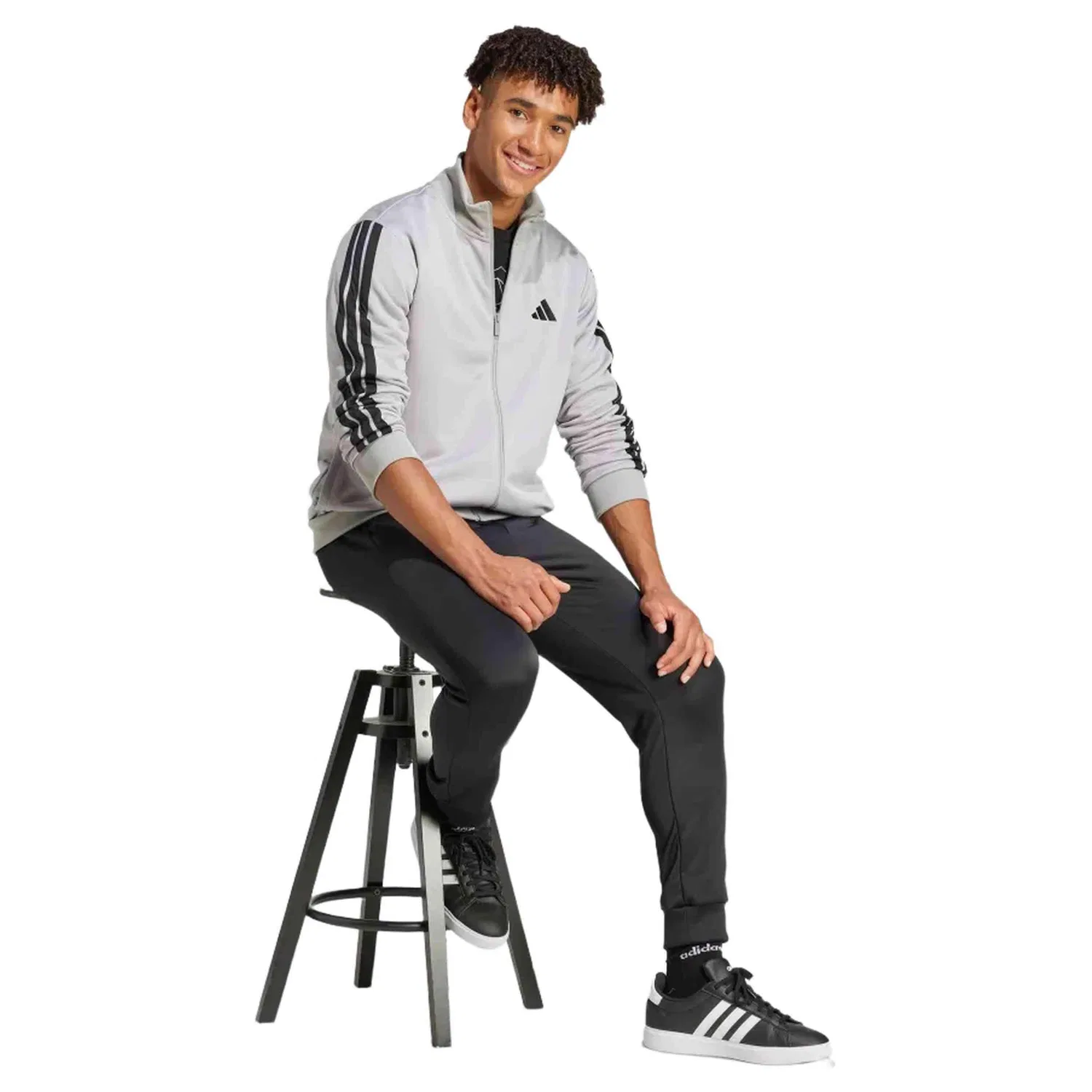 Мужской спортивный костюм из футера 3S French Terry Tracksuit Adidas, Grau — фото 3
