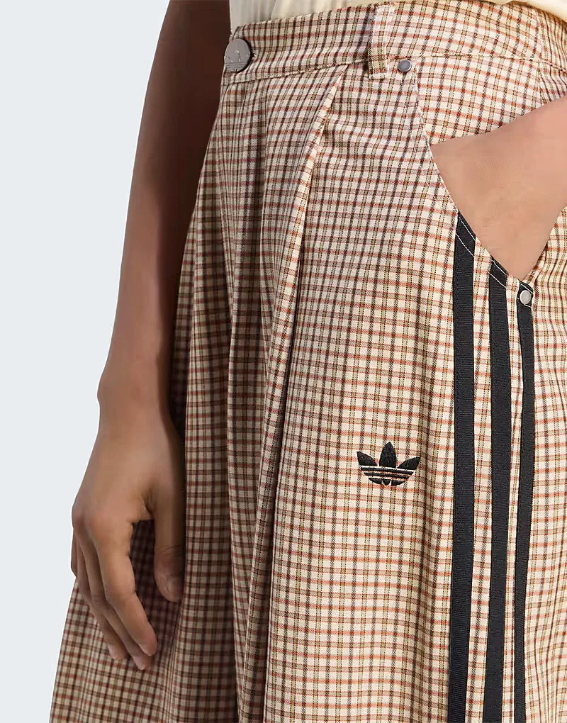 Брюки Adidas Originals Checks свободного кроя из кристально чистого льна/ северное сияние — фото 4