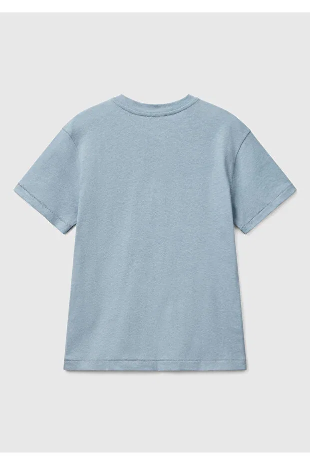 Детское хлопковое платье-футболка для мальчиков United Colors Of Benetton, Blue — фото 2