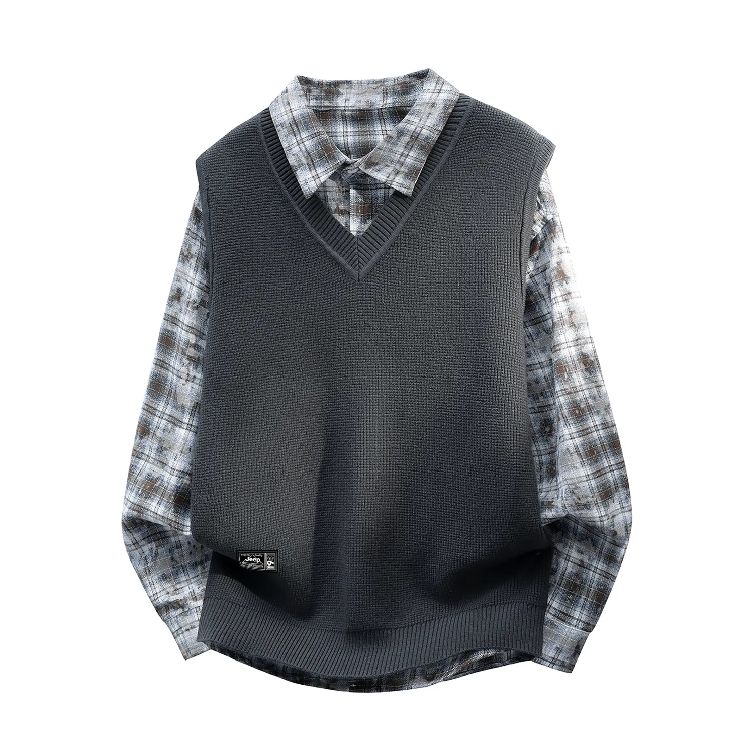 Детский свитер с воротником-лацканом Jeep Leisure Collection, Dark Gray